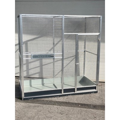 Volière 2m/1m/2m avec tiroirs et soubassements
