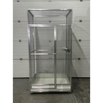 Volière 1m/1m/2m sur roulettes avec tiroir et soubassements