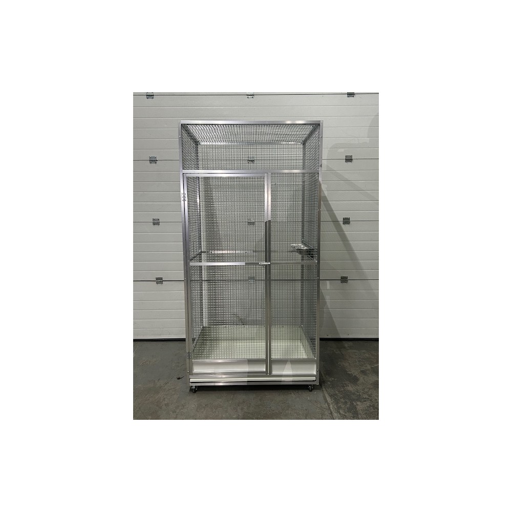 Volière 1m/1m/2m sur roulettes avec tiroir et soubassements