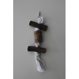 Pendentif corde nœuds et bois