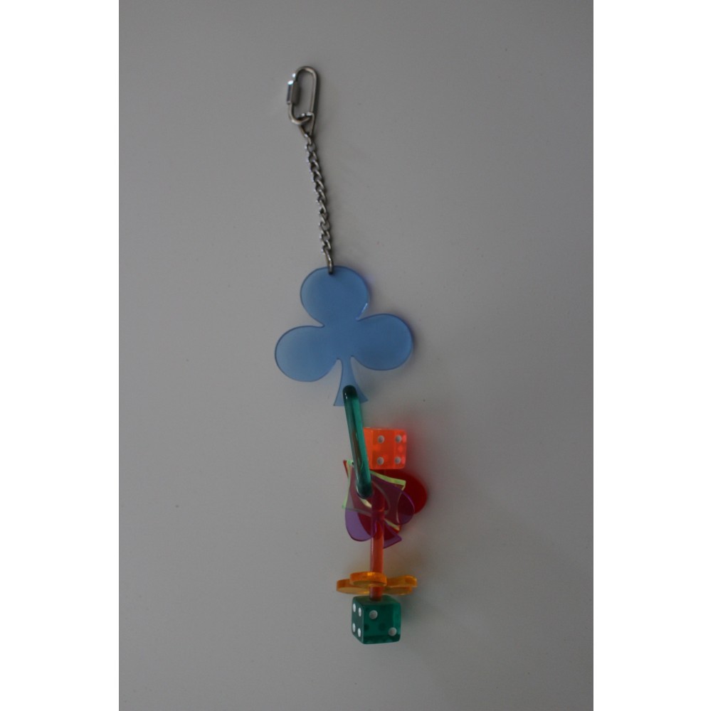 Pendentif acrylique trèfle et dés